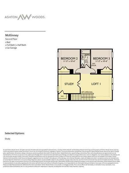 2D floor plan layout of this home in The Trails at Carmel, Pflugerville, TX (Image 3).