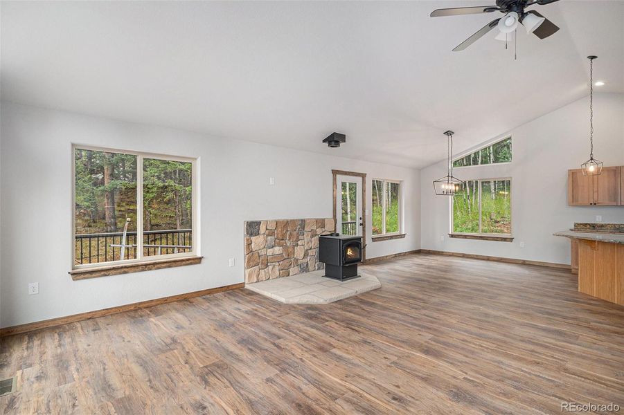 Open concept living, dining and kitchen