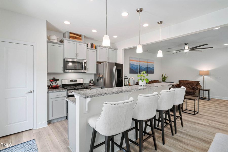 kitchen bar and family room