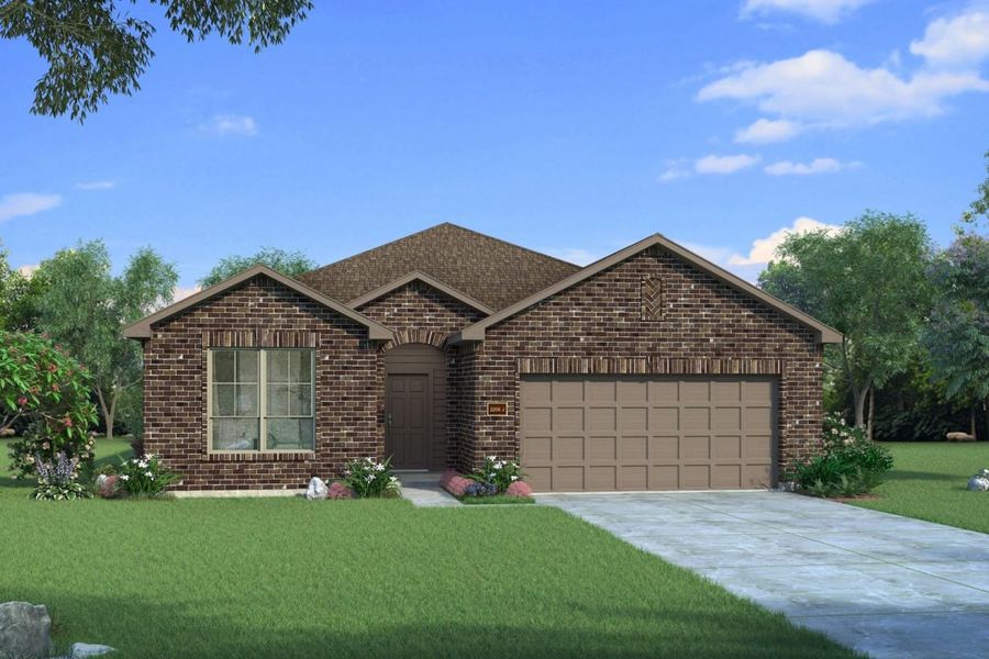 Representative exterior photo of a completed home built from the Hunters Crossing Olive 2192 by Brohn Homes in Hunters Crossing, Sealy, TX (Image 15).