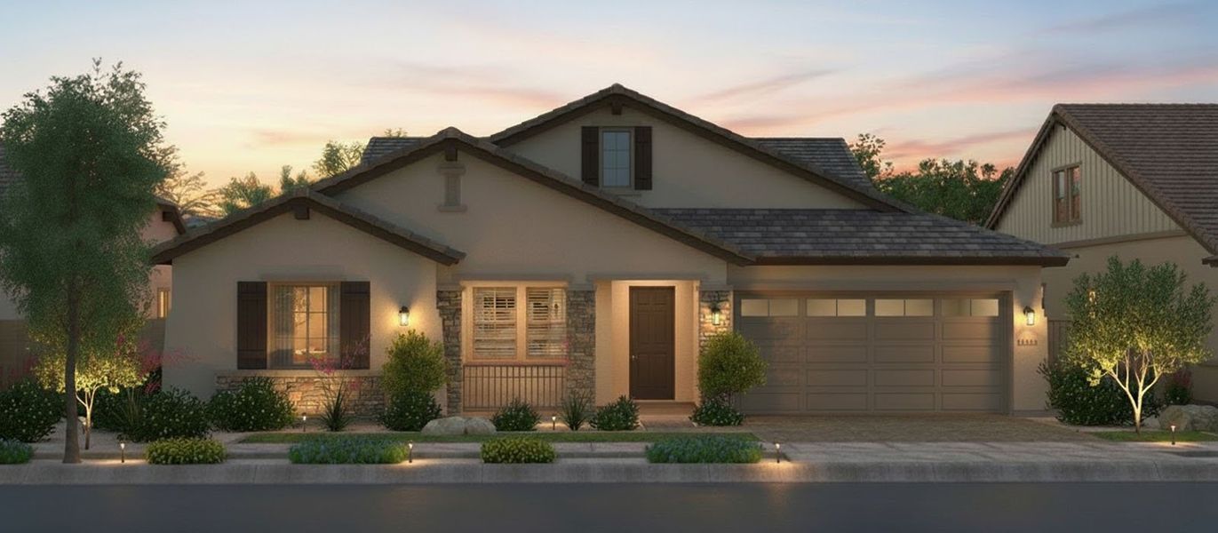 Representative exterior photo of a completed home built from the River's End by Fulton Homes in Sonoma Coast, Queen Creek, AZ (Image 5).