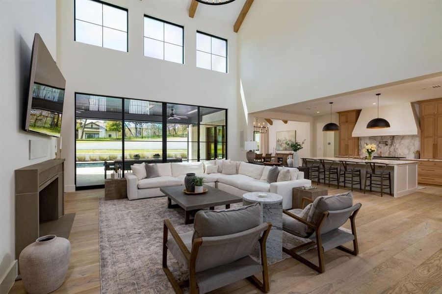 Open and spacious design ready to entertain or just get cozy on the couch.