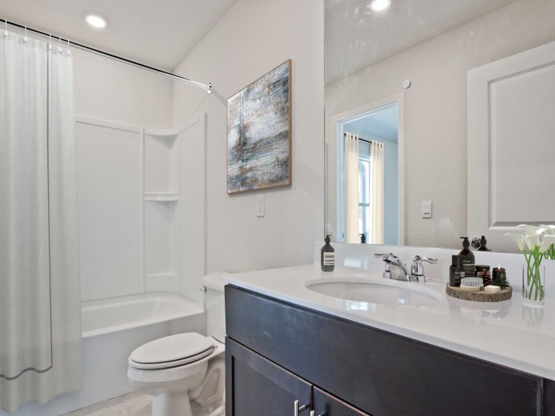 Secondary bathroom in the Carmine floorplan at a Meritage Homes community in Atlanta, GA.