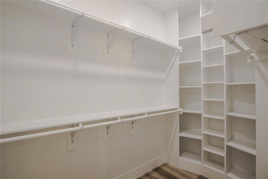 Spacious closet featuring hardwood / wood-style flooring