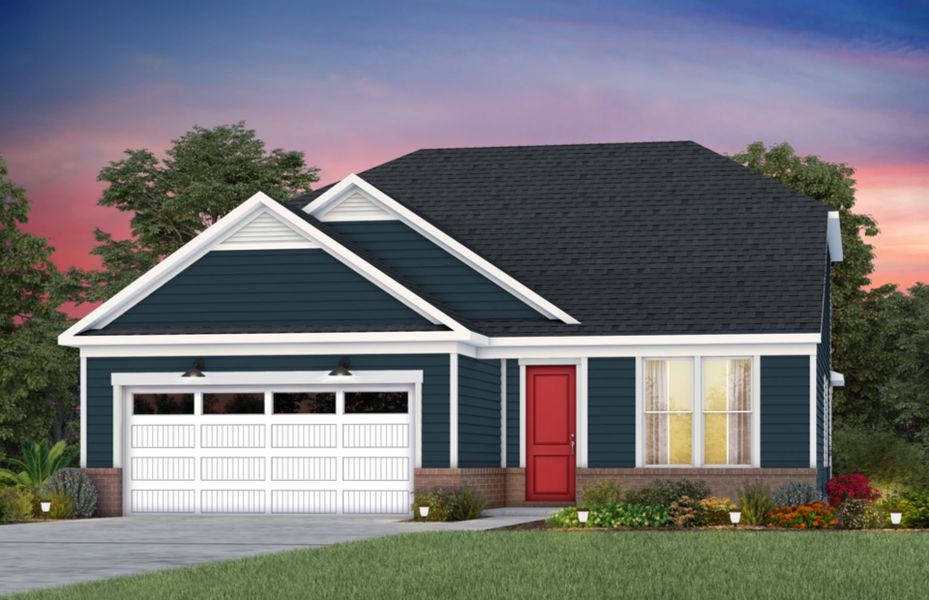 Front exterior of a new home in Kinsdale, Lancaster, SC, highlighting curb appeal (Image 26). Front exterior of a new home in Kinsdale, Lancaster, SC, highlighting curb appeal (Image 26).