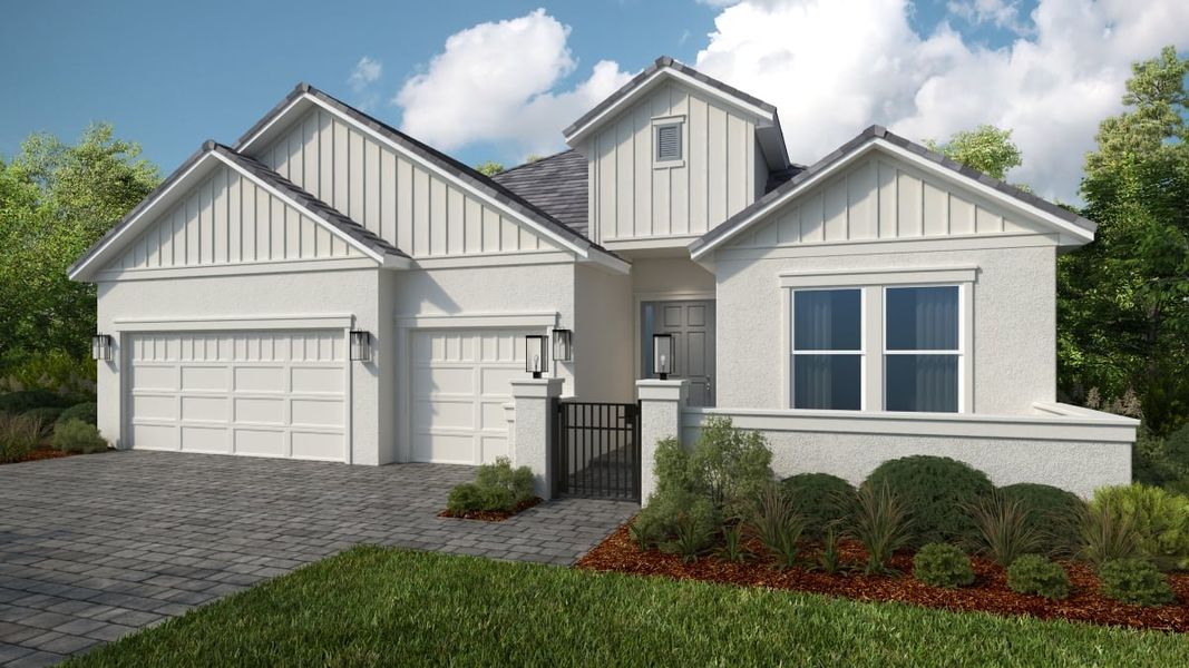 Representative exterior photo of a completed home built from the Cascata by Taylor Morrison in Esplanade at McKinnon Groves, Winter Garden, FL (Image 2). Representative exterior photo of a completed home built from the Cascata by Taylor Morrison in Esplanade at McKinnon Groves, Winter Garden, FL (Image 2).