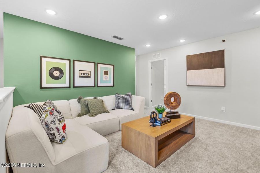 Furnished interior view inside a new home in The Landings at Pecan Park, Jacksonville (Image 15). Furnished interior view inside a new home in The Landings at Pecan Park, Jacksonville (Image 15).