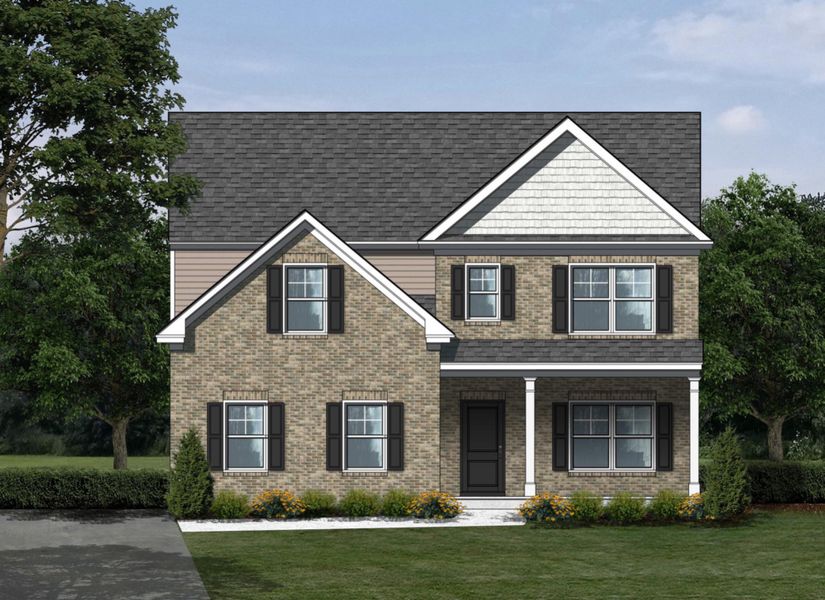 Front exterior of a new home in Southern Column Estates, Florence, SC, highlighting curb appeal (Image 1).