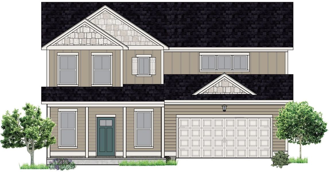 Representative rendering of the exterior for the Evergreen by Haven Builders (Image 1). Representative rendering of the exterior for the Evergreen by Haven Builders (Image 1).
