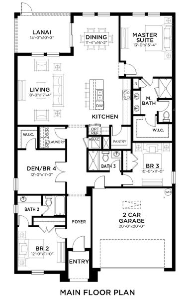 2D floor plan layout for the Montgomery by Casa Fresca Homes in Cherrywood Preserve, Ocala, FL (Image 3). 2D floor plan layout for the Montgomery by Casa Fresca Homes in Cherrywood Preserve, Ocala, FL (Image 3).