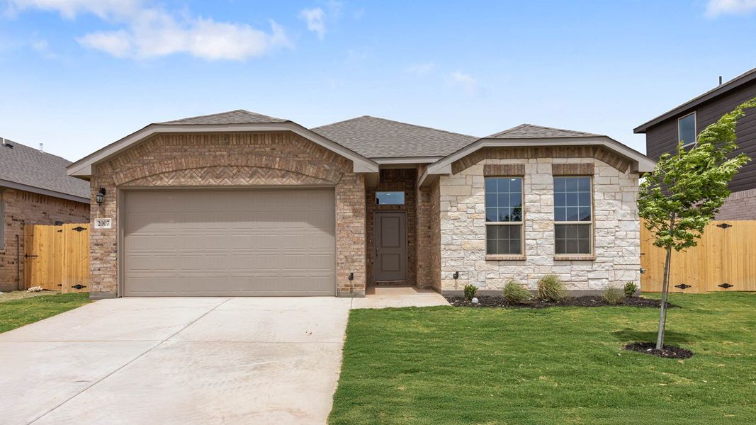 Representative exterior photo of a completed home built from the THE HOBBS by D.R. Horton in Northwest Passage, Midland, TX (Image 18). Representative exterior photo of a completed home built from the THE HOBBS by D.R. Horton in Northwest Passage, Midland, TX (Image 18).