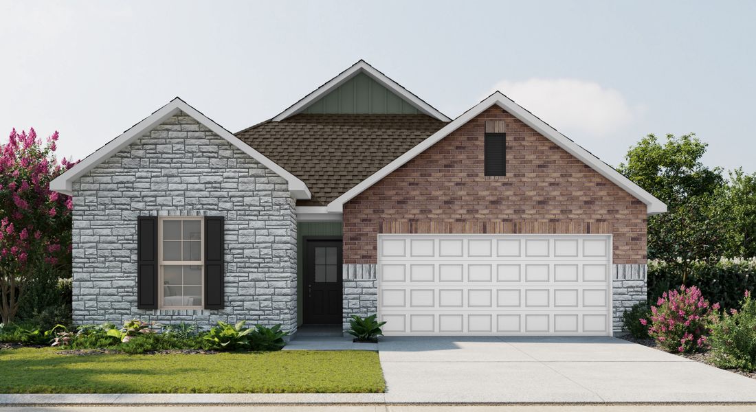 Representative exterior photo of a completed home built from the Azalea IV V by DSLD Homes in Emberly 55, Beasley, TX (Image 1).
