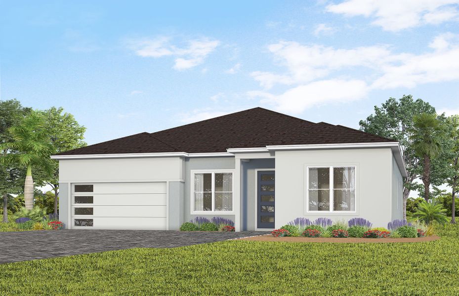 Representative exterior photo of a completed home built from the Merlot by Pulte Homes in Lakehaven Estates, Clermont, FL (Image 9). Representative exterior photo of a completed home built from the Merlot by Pulte Homes in Lakehaven Estates, Clermont, FL (Image 9).