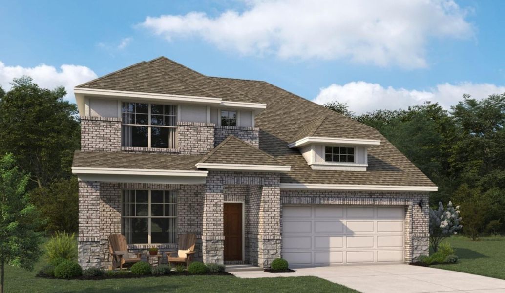 Front exterior of a new home in Cedar Pointe, Crosby, TX, highlighting curb appeal (Image 1). Front exterior of a new home in Cedar Pointe, Crosby, TX, highlighting curb appeal (Image 1).