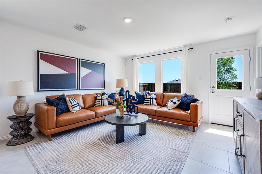 View of tiled living room