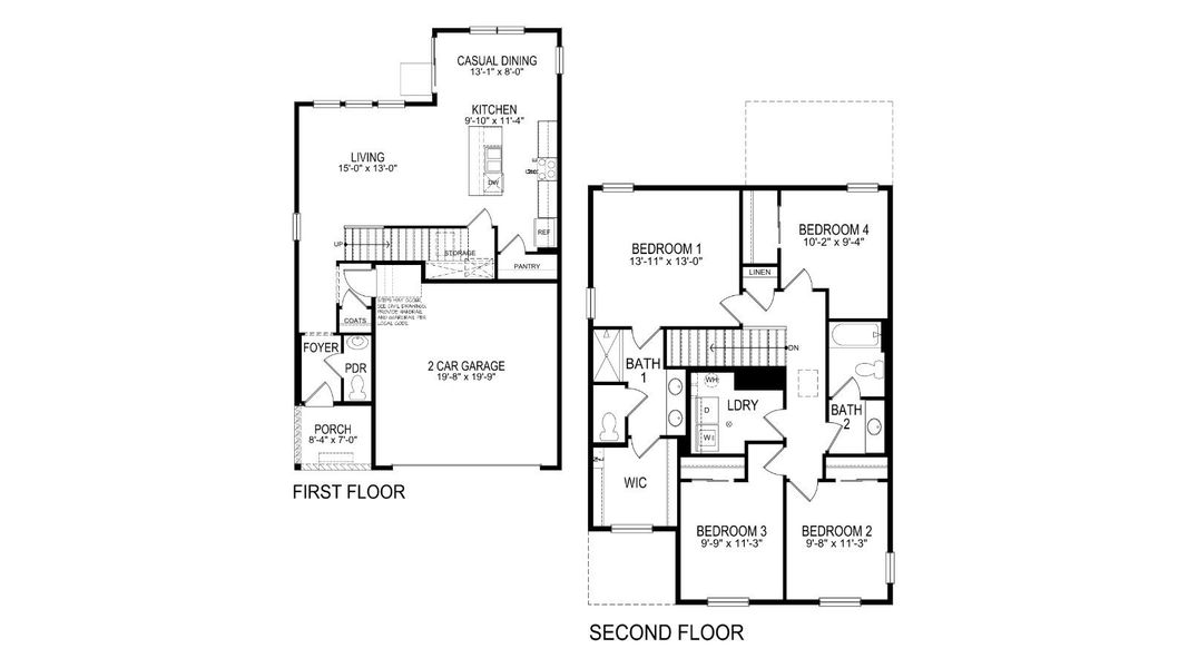2D floor plan layout for the Edmon by D.R. Horton in The Ridge at Lorson Ranch, Colorado Springs, CO (Image 3).