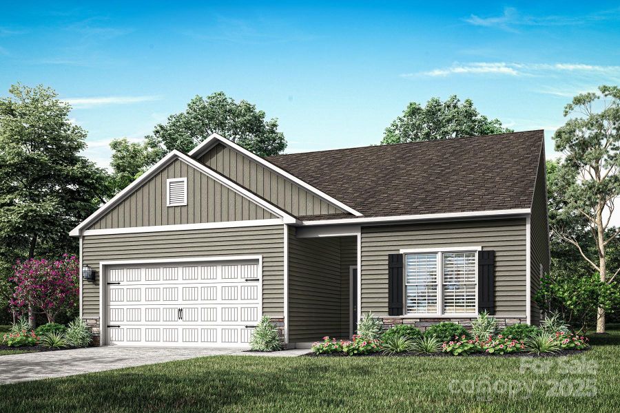 Front exterior of a new home in Stagecoach Station, Gastonia, NC, highlighting curb appeal (Image 1). Front exterior of a new home in Stagecoach Station, Gastonia, NC, highlighting curb appeal (Image 1).