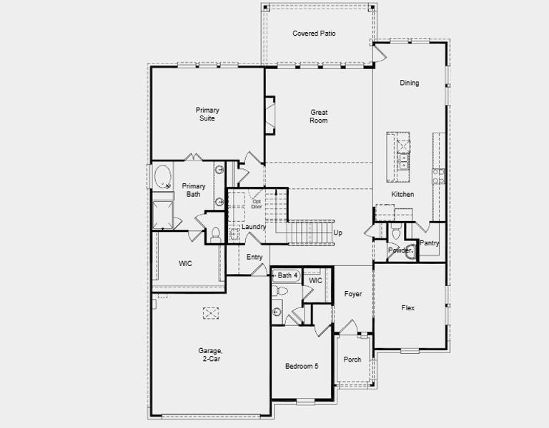 2D floor plan layout for the Carnelian by Taylor Morrison in Ryehill, Rosenberg, TX (Image 5).