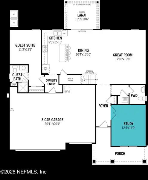 2D floor plan layout of this home in RiverTown, St. Johns, FL (Image 4).