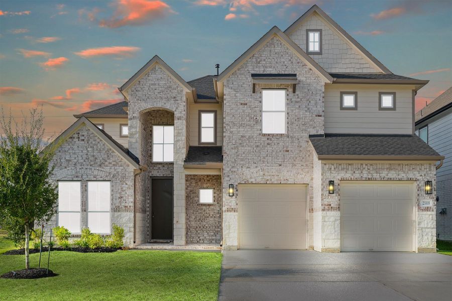 Front exterior of a new home in Morton Creek Ranch, Katy, TX, highlighting curb appeal (Image 17).