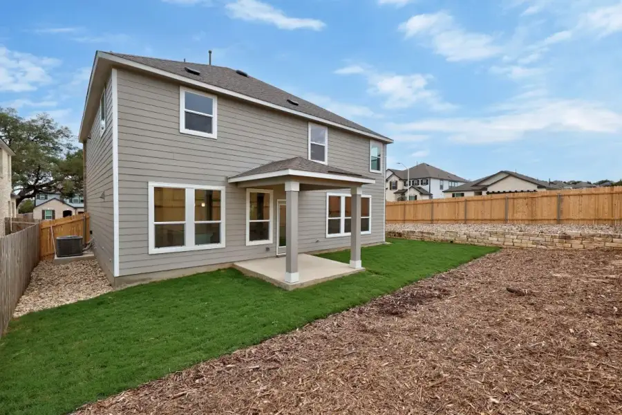 Exterior details and patio area of a home in River Bluff, Leander (Image 19).