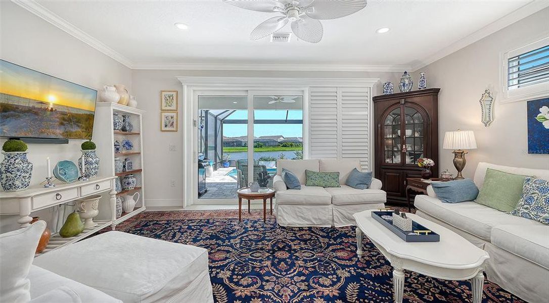 Furnished interior view inside a new home in LakeHouse Cove at Waterside, Sarasota (Image 14). Furnished interior view inside a new home in LakeHouse Cove at Waterside, Sarasota (Image 14).