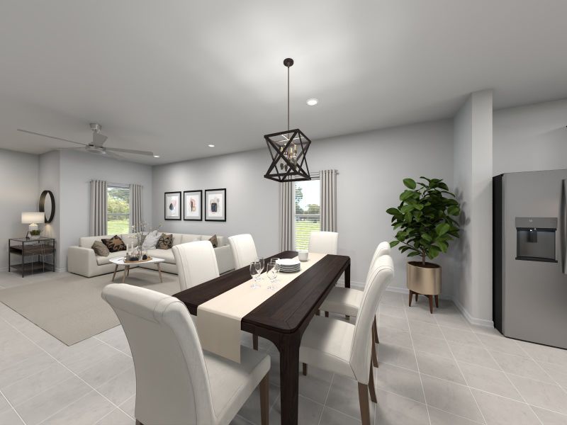 Virtual rendering of dining room in Mayfair floorplan