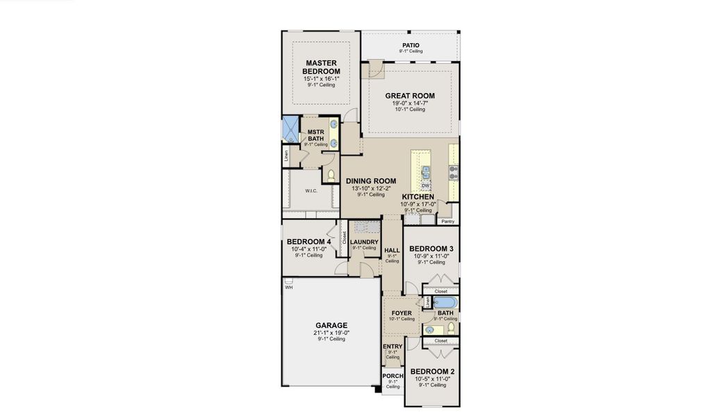 2D floor plan layout for the Cloudcroft by Hakes Brothers in Hunters Ranch, San Antonio, TX (Image 4).