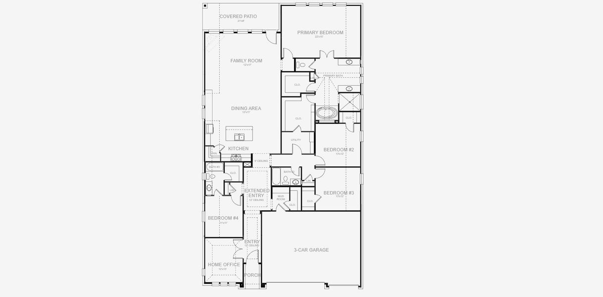 2D floor plan layout for the 2776W by Perry Homes in The Parklands 60', Santa Clara, TX (Image 5).