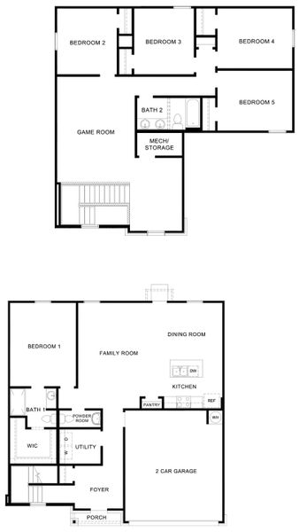 2D floor plan layout for the Cooper by D.R. Horton in Eastern Wells, Jarrell, TX (Image 3).