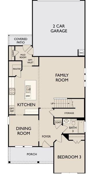 2D floor plan layout of this home in The Cottages at Lariat, Liberty Hill, TX (Image 4).