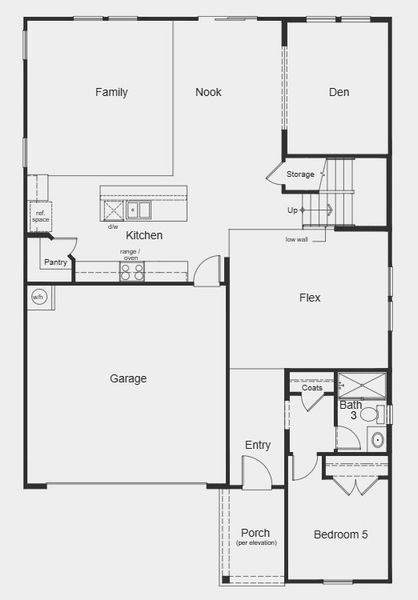 2D floor plan layout for the Plan 3147 by KB Home in Utley Farms, New Hill, NC (Image 5).