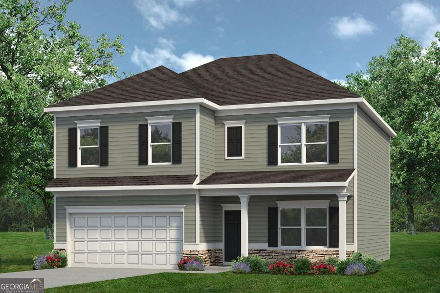 Front exterior of a new home in Avalon, Perry, GA, highlighting curb appeal (Image 1). Front exterior of a new home in Avalon, Perry, GA, highlighting curb appeal (Image 1).