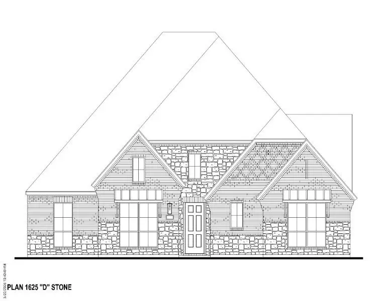 Plan 1625 Elevation D w/ Stone Plan 1625 Elevation D w/ Stone
