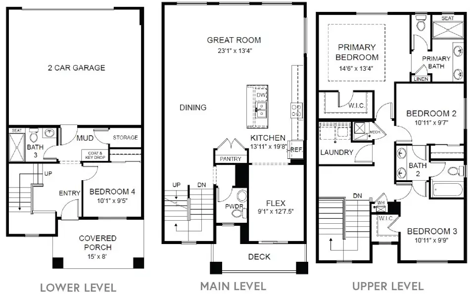 2D floor plan layout of this home in Parkside at Victory Ridge, Colorado Springs, CO (Image 1).