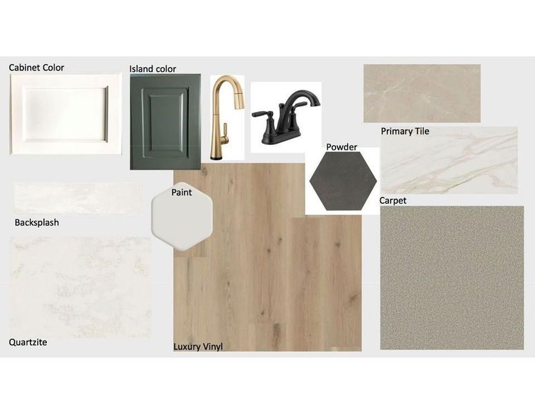 Material Selection Board. Presenting a compilation of interior finishes and fixtures for the property