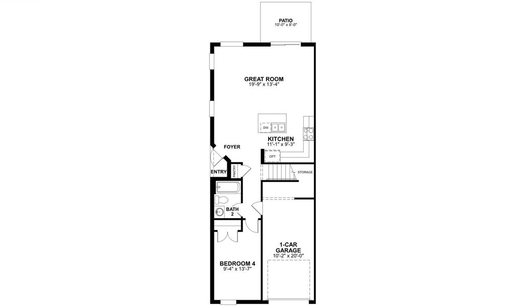 2D floor plan layout for the Granada by M/I Homes in Reeves Place, Orlando, FL (Image 3).