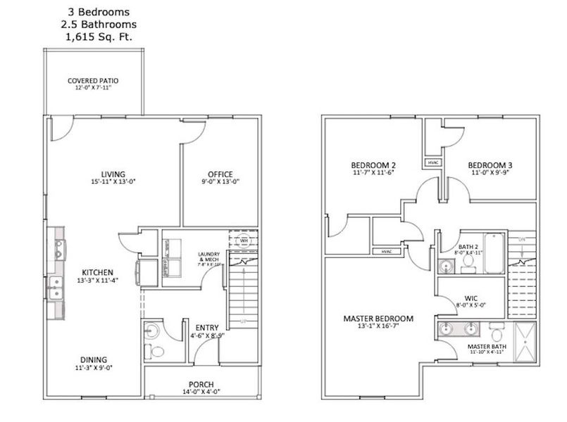 2D floor plan layout of this home in Stones Throw, Inman, SC (Image 1). 2D floor plan layout of this home in Stones Throw, Inman, SC (Image 1).