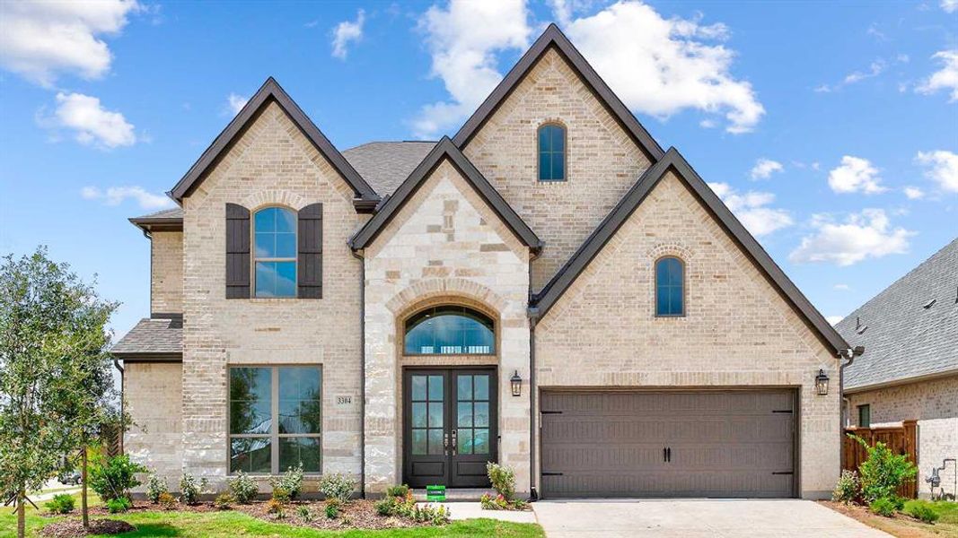 Front exterior of a new home in North Sky 55', Celina, TX, highlighting curb appeal (Image 2). Front exterior of a new home in North Sky 55', Celina, TX, highlighting curb appeal (Image 2).