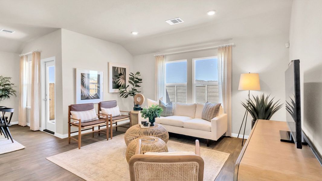 Representative furnished interior of a home built from the The Irvine by D.R. Horton in Monarch Ranch, Manor (Image 13). Representative furnished interior of a home built from the The Irvine by D.R. Horton in Monarch Ranch, Manor (Image 13).