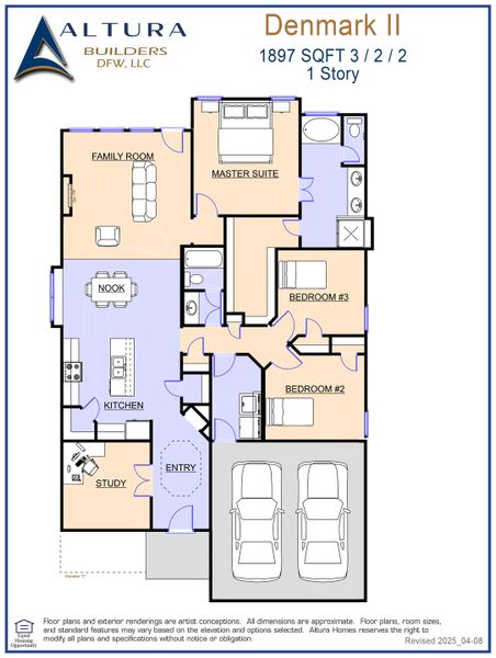2D floor plan layout for the Denmark II by Altura Homes in Mallard Point, Greenville, TX (Image 4). 2D floor plan layout for the Denmark II by Altura Homes in Mallard Point, Greenville, TX (Image 4).