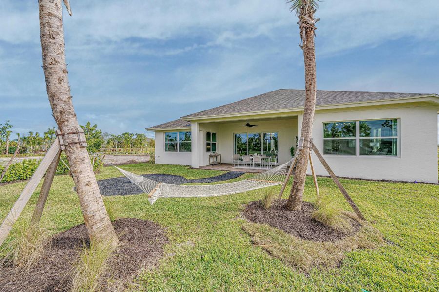 2D floor plan layout for the Aurora by GHO Homes in High Pointe, Vero Beach, FL (Image 33).