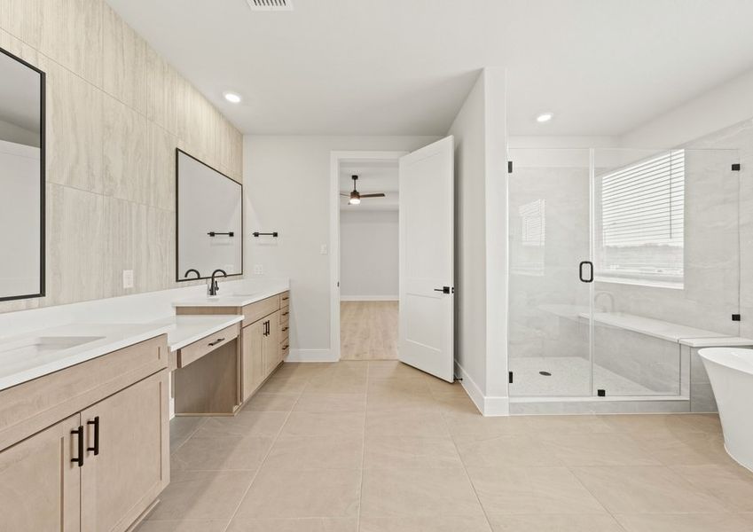 The master bathroom connects to the flex room.