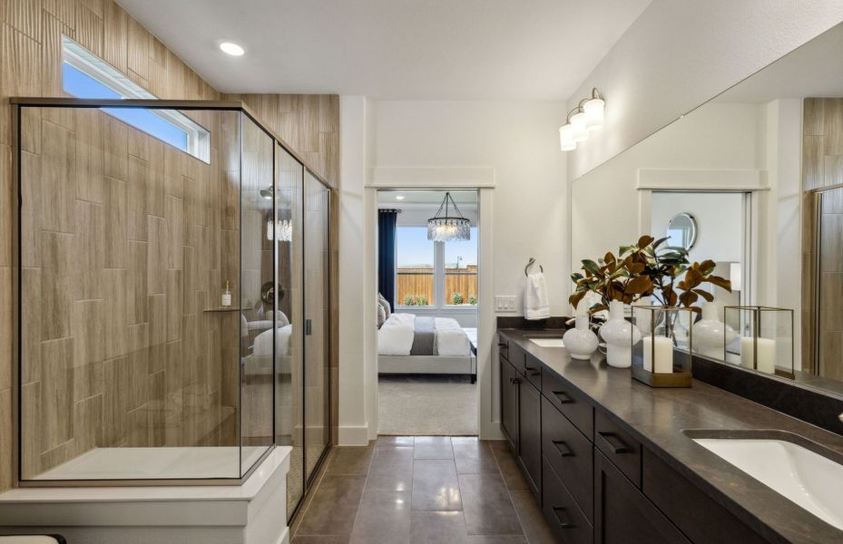 Owner's bath with large shower and double vanity