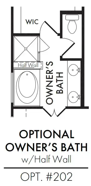 Master Bath – Tub Shower 1/2 Wall
