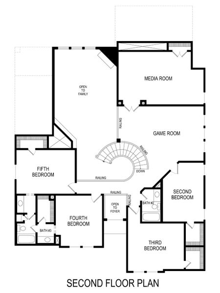 2D floor plan layout for the Brentwood 3F (w/Media) by First Texas Homes in The Villages of Hurricane Creek, Anna, TX (Image 6). 2D floor plan layout for the Brentwood 3F (w/Media) by First Texas Homes in The Villages of Hurricane Creek, Anna, TX (Image 6).
