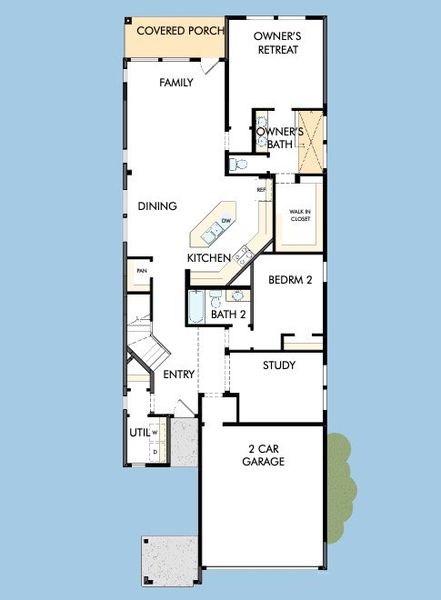 2D floor plan layout for the The Killeen by David Weekley Homes in Mayfair - Select Garden Series, New Braunfels, TX (Image 4).
