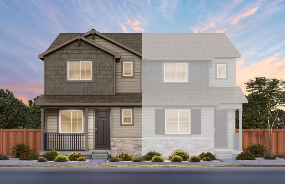 Front exterior of a new home in Sky Ranch, Watkins, CO, highlighting curb appeal (Image 2). Front exterior of a new home in Sky Ranch, Watkins, CO, highlighting curb appeal (Image 2).
