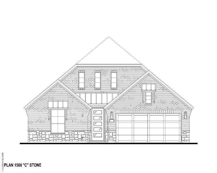 Plan 1560 Elevation C w/ Stone