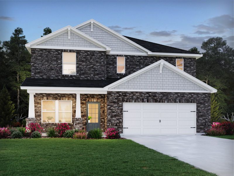 Representative exterior photo of a completed home built from the Dakota by Meritage Homes in Harmony Manor, Fairburn, GA (Image 20).